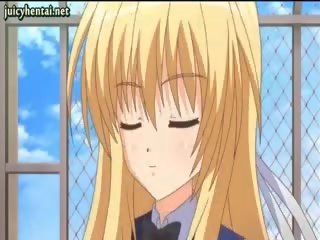 Blondinka anime jana doing aýak bilen oýnamak