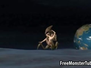 3d nữ thần fucked lược trên các mặt trăng qua một người ngoài hành tinh con quái vật