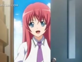 Naakt fascinating anime roodharige in hardcore anime scènes