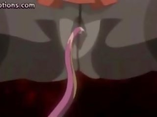 Animasi pornografi rambut pirang kacau oleh tentakel