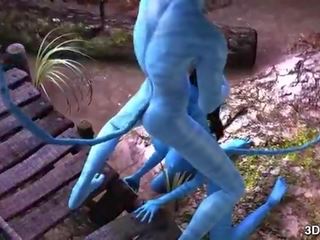 Avatar goddess anala körd av enormt blå pecker