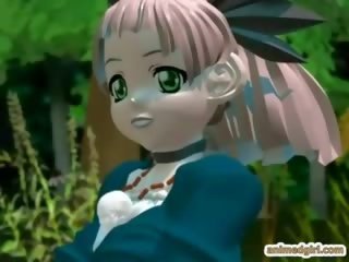 3d manga kanak-kanak perempuan mendapat raksasa fucked dalam yang hutan