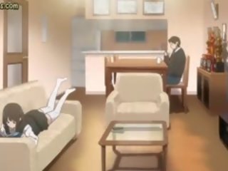 Pusaudze anime izpaužas krūtis paberzējot un cunt laizīja