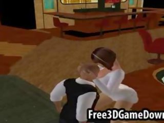 Splendid 3d cartoon brunette fucking sucking a big