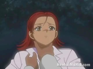 Fiery redheaded anime malaikat mendapat kecil faraj dipaku oleh beliau terpuji rakan