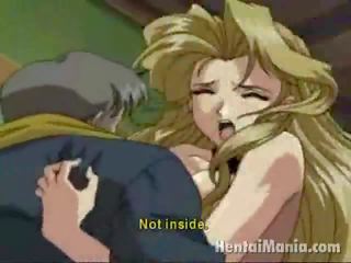 Sultry blond manga temptress ridning en gigantisk 10 pounder som gal