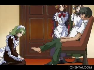 Hentai bị kích thích youngster tình dục lạm dụng của anh ấy thơm maids